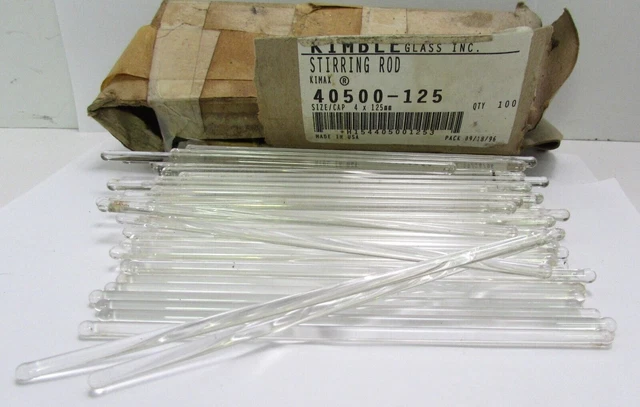 Vintage Kimble Glass Inc. Kimex Stirring Rods 4 x 124mm 98 Count
