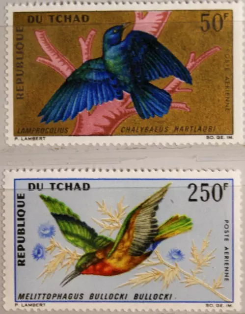 CHAD TSCHAD 1967 171-72 Vögel Birds Fauna Grünschwanz-Glanzstar Feldspint **