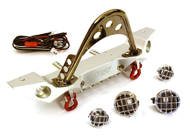 Pare-chocs Avant Aluminium Pour Axial SCX10 II - Échelle 1/10, Avec LEDs, Réaliste