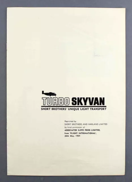 Shorts Turbo Skyvan Manufacturers Brochure 1964 Cutaway Vintage Airline