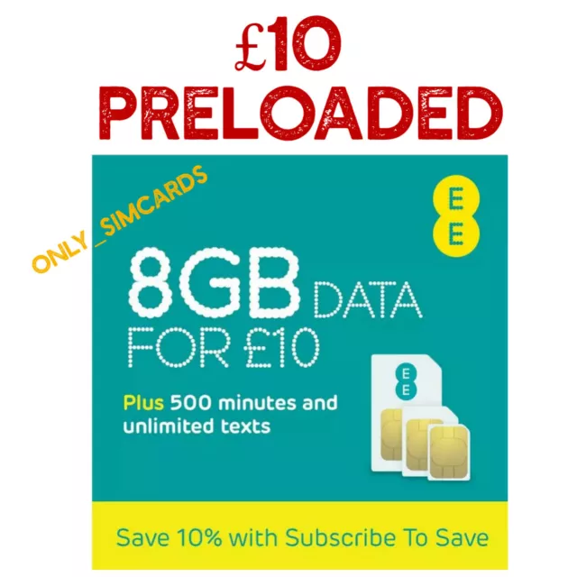 EE / ee Trio Pay As You Go PAYG SIM Card Loaded With £10 / Ten Pounds Credit