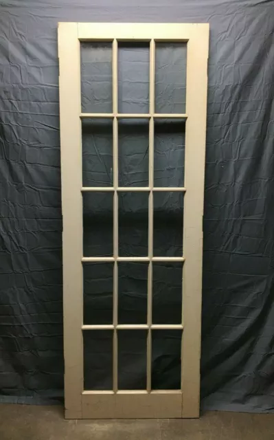Antique Single 15 Lite Shabby 30x85 Large Glass French Door VTG Old Chic 123-22B