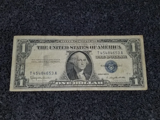 1957 B One Dollar Silver Certificate blue seal C762 circulated $1 *FREE SHIPPING