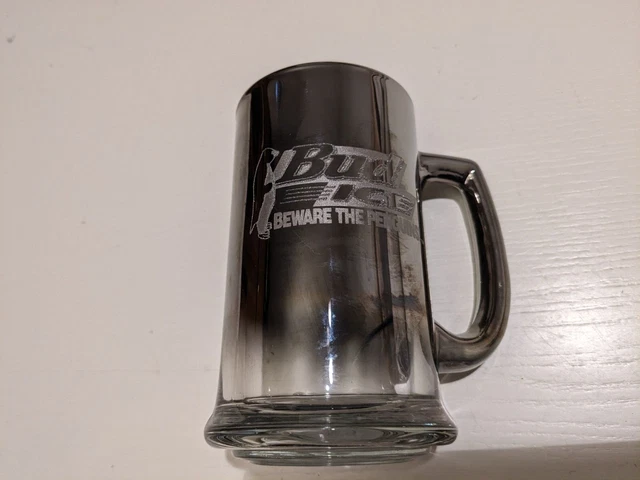 budweiser bud ice mirrored glass tankard 1987 beware the penguins anheuser busch