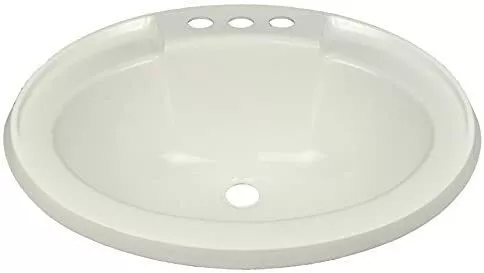 17" x 20" Plastic White Oval Lavatory Sink for Mobile Homes Includes Drain