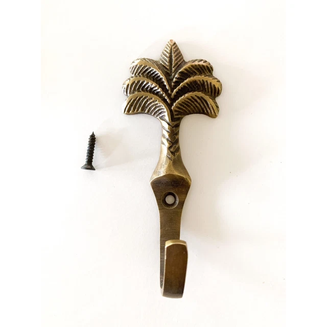 Brand New Small Brass Palm Tree Hook - perfect for towels, hats etc