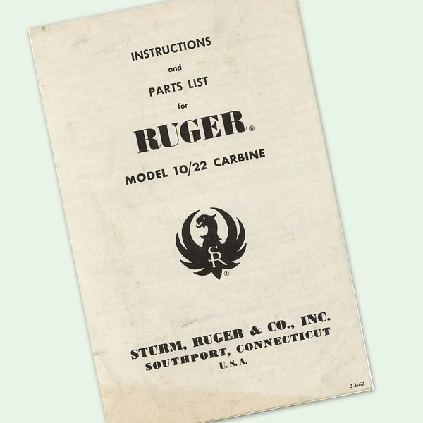 RUGER 10/22 CARBINE Instructions Parts Rifle Manual .22 Ten Twenty Two