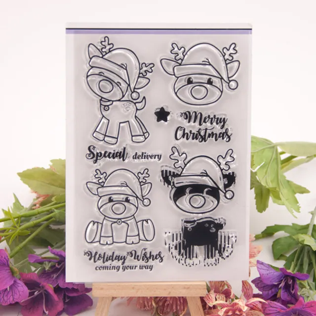2 pcs Christmas Stamps for Crafts Decorative Clear Stamps Christmas Craft Stamp 3
