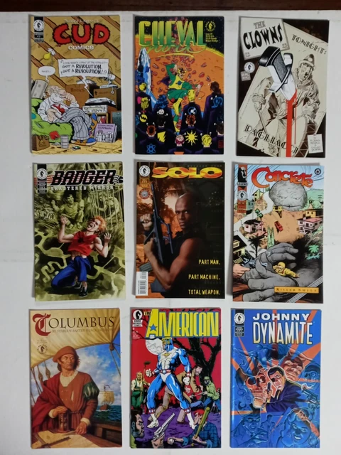 LOT OF 9 DARK HORSE COMICS 1990s VF+ CUD*CONCRETE*THE AMERICAN*SOLO*COLUMBUS