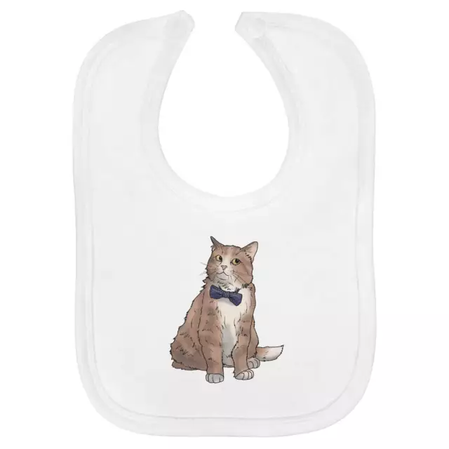 'Fancy Bow Tie Cat' Soft Cotton Baby Bib (BI00057714)