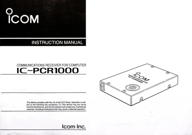 Icom Ic-Pcr1000 Receiver Original Instruction Manual