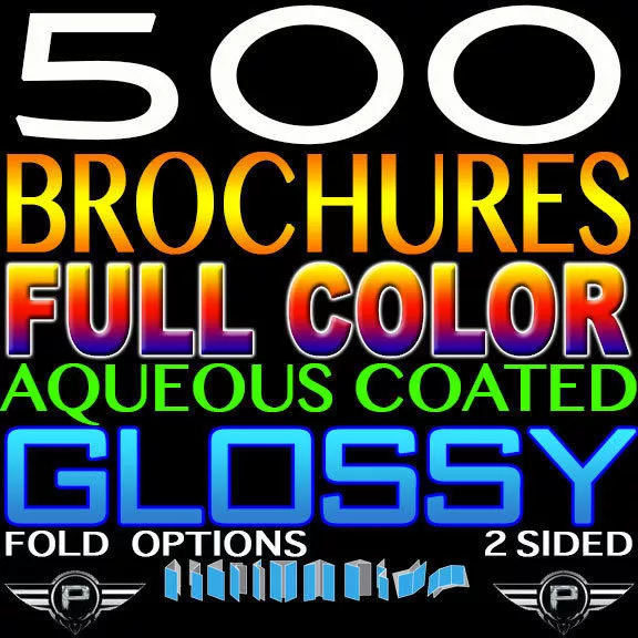 500 Brochure 8.5" X 11" Full Color 2 Sided 100Lb Glossy 8.5X11 Brochures, Folded