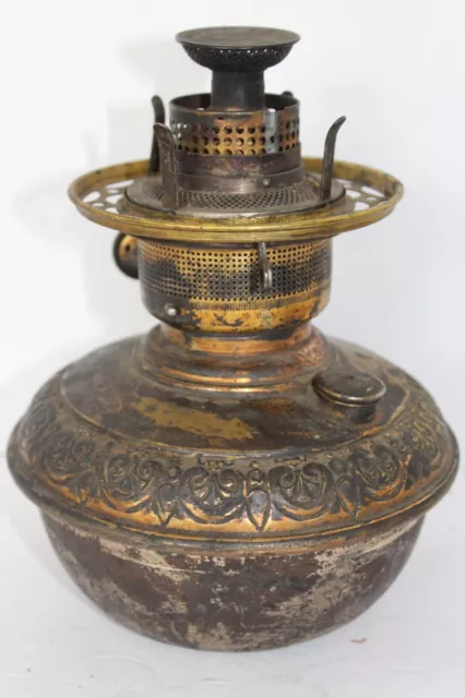 1880 Craighead & Kintz Daylight Brass Oil Lamp Font with New Wick & Globe Holder