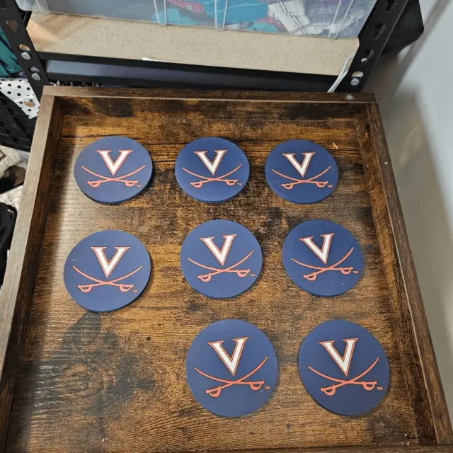 Set of 8 UVA Virginia Cavaliers Vinyl Drink Coasters Blue Sabra