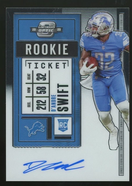 2020 Panini Contenders Optic #115 D'ANDRE SWIFT RC Rookie Ticket Auto LIONS