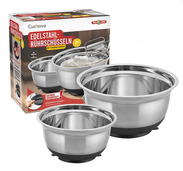 CRAFTONE Edelstahl Schüssel-Set – 4-teilig (325 Ml Bis 1050 Ml) Zum Backen, Mixen & Servieren