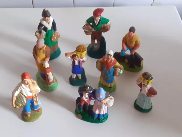 Lot De 9 Santons Taille 7 A 10 Cms