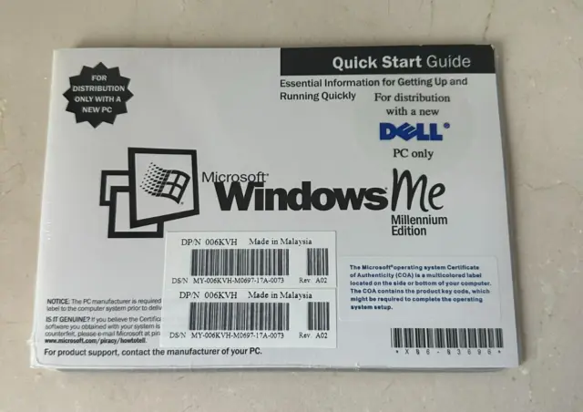 Microsoft Windows ME Millennium Edition Quick Start Guide CD NEW