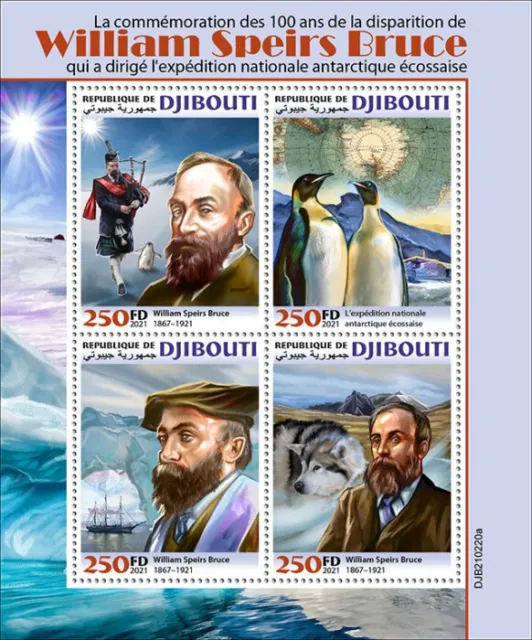 Exploration William Speirs Bruce Stamps Djibouti 2021 MNH Ships Penguins 4v M/S