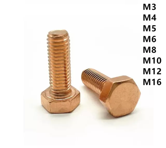 Kupfer Sechskantschraube Schraube M4 M5 M6 M8 M10 M12 M16