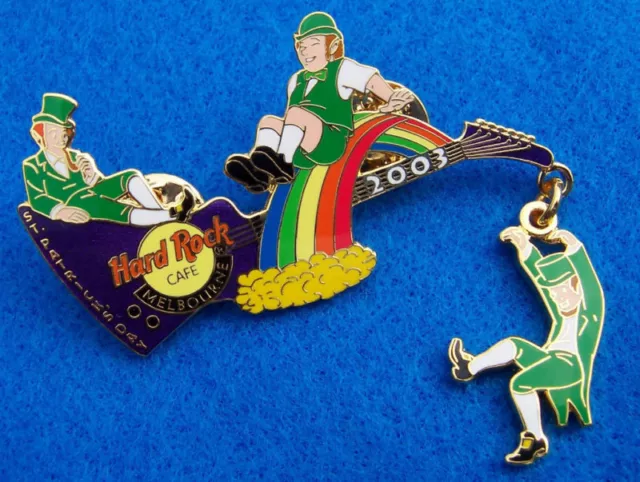 MELBOURNE ST PATRICK 3 LEPRECHAUNS RAINBOW GUITAR 2003 Hard Rock Cafe PIN LE