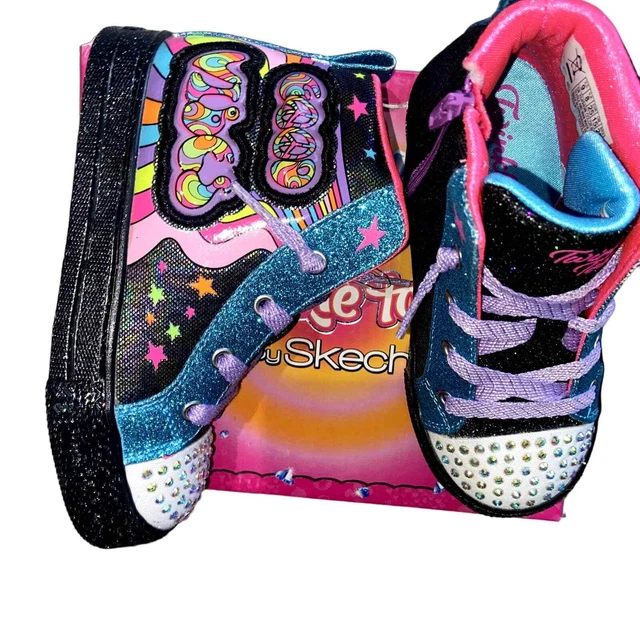 GIRLS SKECHERS TWINKLE TOES PINK LIGHT UP HIGH TOP SNEAKER GYM