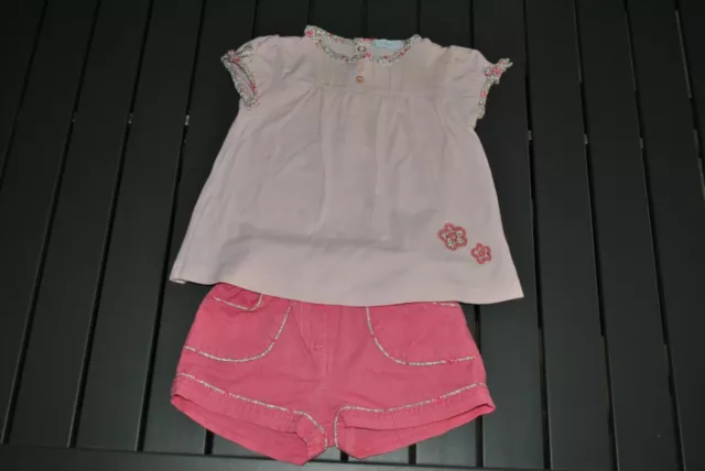 Ensemble short et T-shirt 12 mois rose