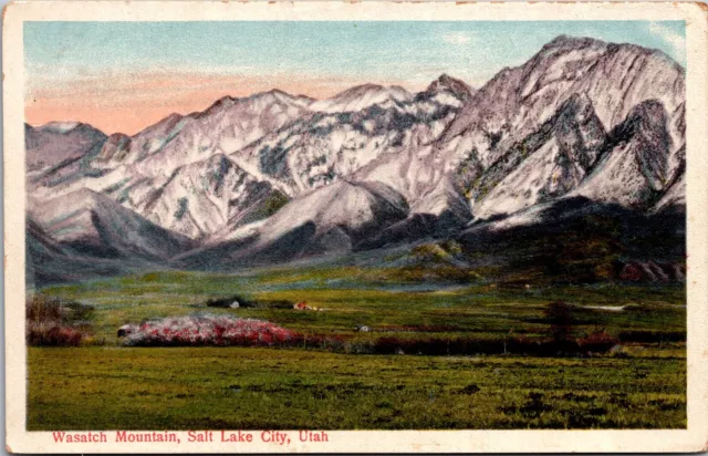 Vtg Salt Lake City Utah UT Wasatch Mountain 1920s Old Scenic View Postcard