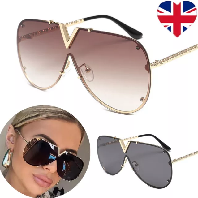 Large V-Shape Oversized Ladies Women Sunglasses Designer Big Frame Retro Vintage