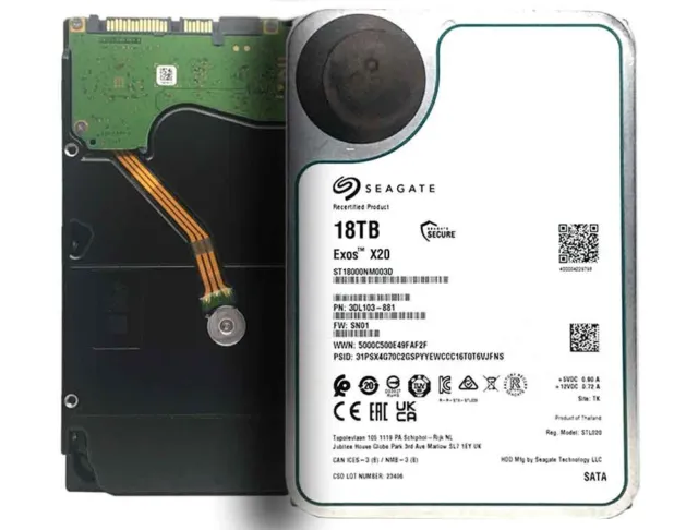 Seagate Exos X20 18TB 7200 SATA 6Gb/s 3.5" Enterprise Hard Drive - ST18000NM003D