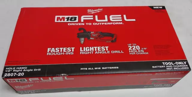 Milwaukee M18 FUEL GEN II 1/2" Hole Hawg Right Angle Drill 2807-20 *Sealed NEW*