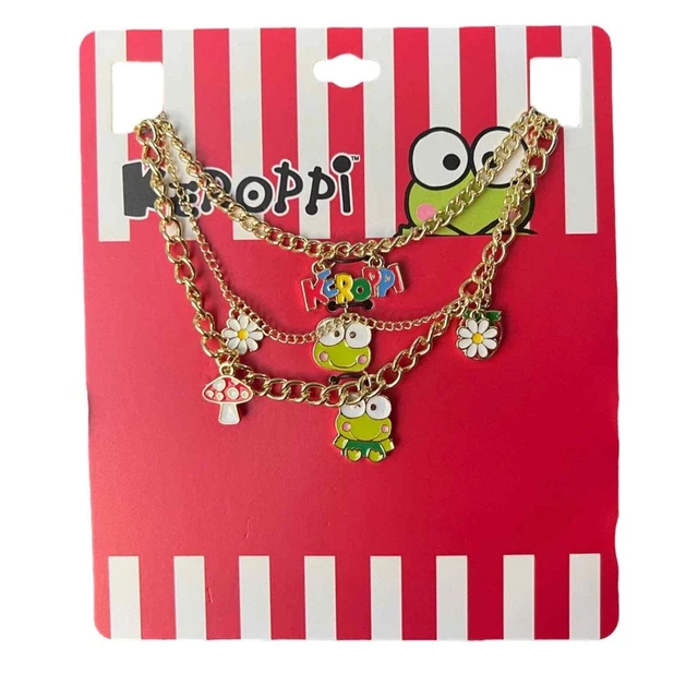 Sanrio Keroppi Mushroom & Strawberry Charm Necklace Set of 3 UNISEX W, M & KIDS