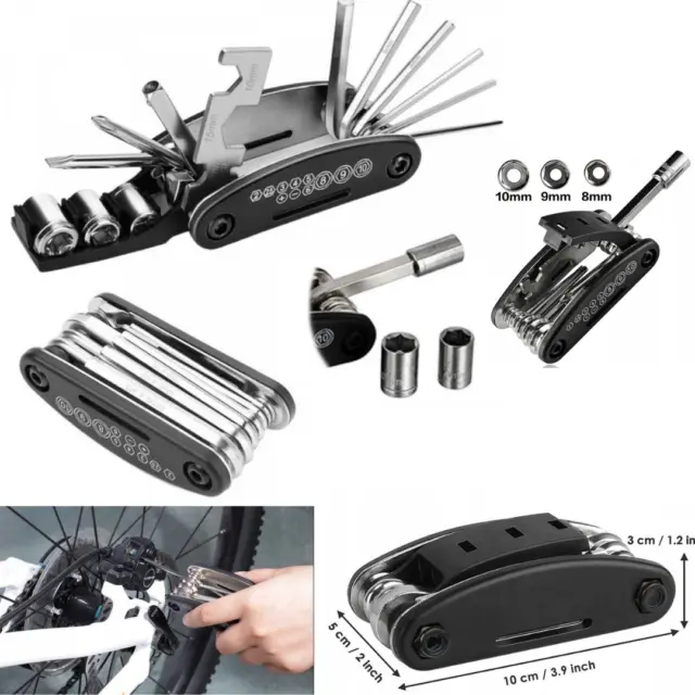 Multitool Fahrrad Werkzeug Reparatur Set Fahrrad Reparatursatz 16 in 1 Kit MTB