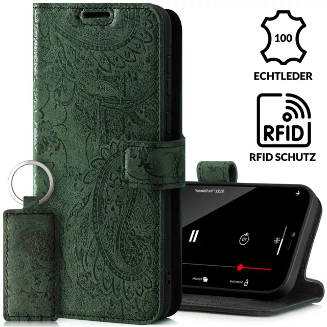 SURAZO® Echtleder Hülle Schutzhülle Flip Case Handyhülle Lederhülle Cover Tasche