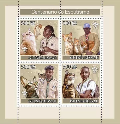 Guinea - Bissau 2007 - Centenary of Scouting/ Scouts/ Dogs/ Cats 4v