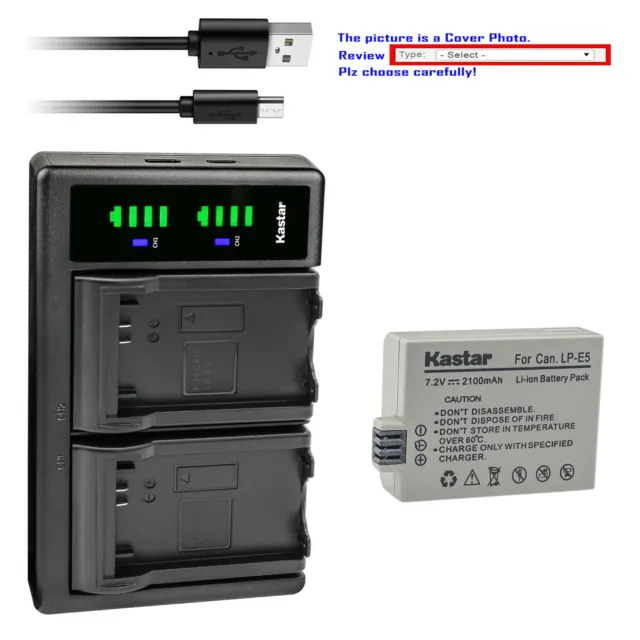 Kastar Battery LTD2 Charger for Canon LP-E5 LC-E5E & Canon EOS Rebel XS Camera