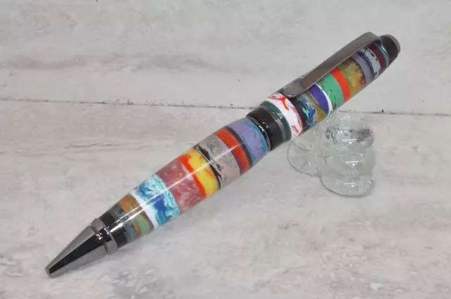 Handmade Cigar Pen in Chaos Acrylic Rings,Gun Metal Finish