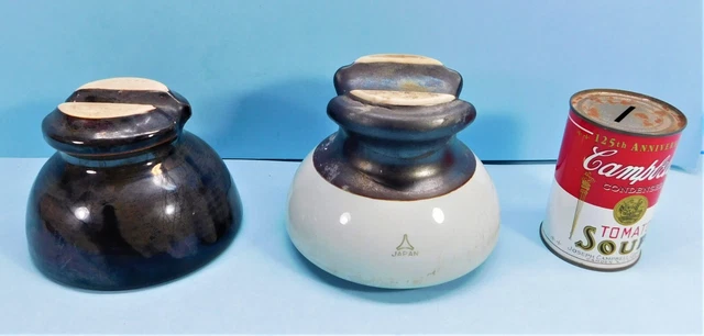 Lot of 2~Vintage Brown Porcelain High Voltage Power Line Wire Insulator's