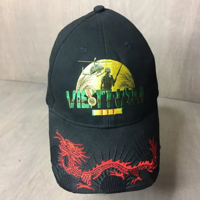 Nam Vet Eagle Crest Dragon Cap Strap-back Hat BLACK