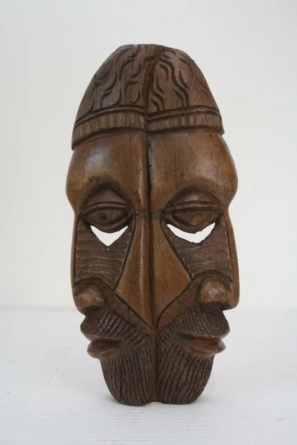 African Benin Hand Carved Double Faced Mask - Benin, Nigeria TRIBAL ART CRAFT