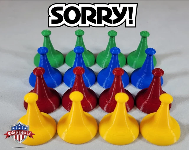 SORRY BOARD GAME Replacement Pieces Parts Pawns Movers 16 Red Green