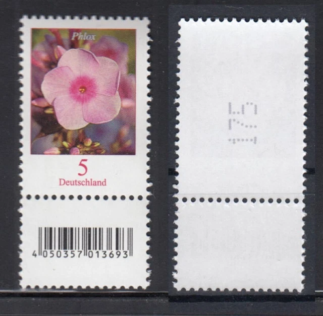 Bund 3296 EAN-Code unten RM mit ungerade Nummer 200er Rolle Phlox 5 Cent **