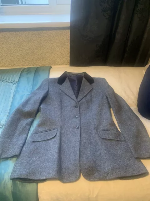 Ladies Blue Caldene Herringbone Tweed Jacket size 14 (38)