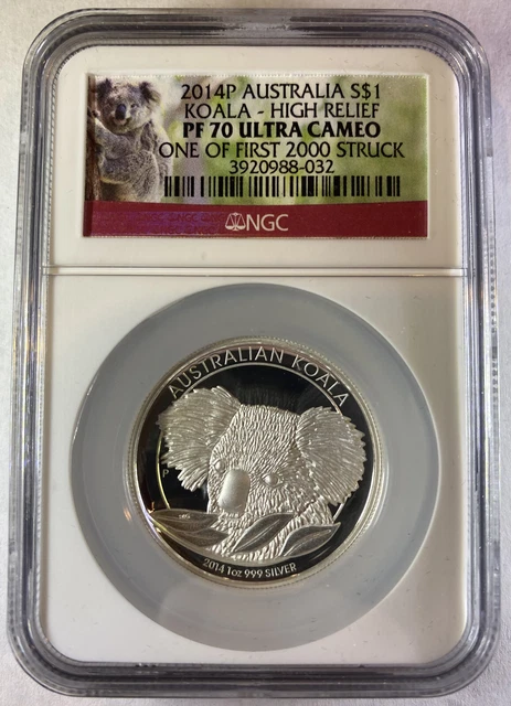 2014 Australia $1 Koala High Relief NGC PF70 Ultra Cameo