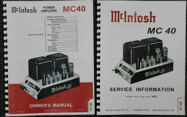 *Usa* Ultimate Mcintosh Mc40 Owner's Manual / Service Manuals