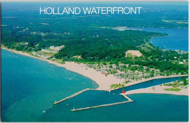 Holland Michigan Waterfront State Park Beach Harbor Lake Macatawa VTG Postcard