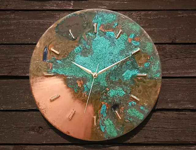 Mid Century Modern Silent Wall Clock, Handmade Original Copper Wall Decor