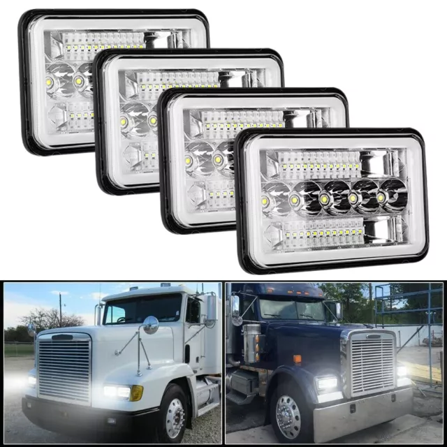 4pcs 4x6" LED Headlights w/DRL&Turn Light For 60/80 Series H4656/H4651/4651/4652