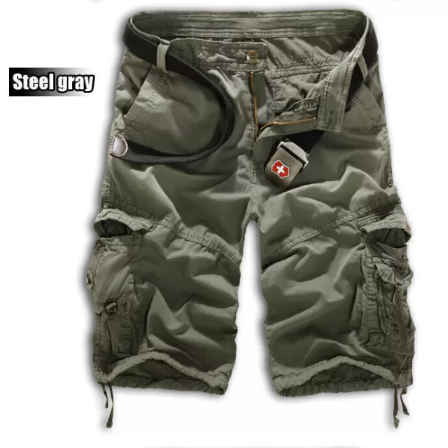 Mens Cargo Shorts Military Army Combat Pants Work Casual Loose Half Trousers