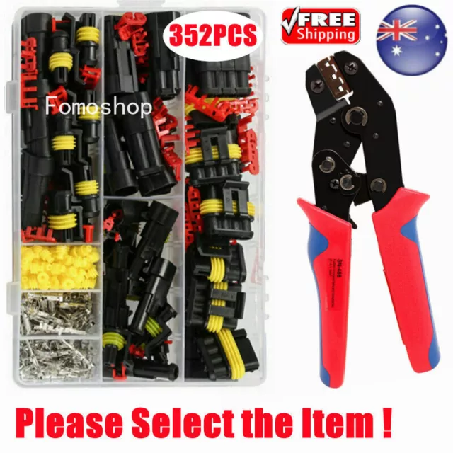 352PCS 1-4 Pin Automotive Waterproof Car Auto Electrical Wire Connector Plug Kit